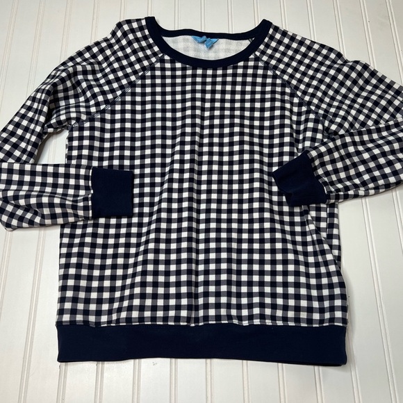 Draper James Natalie Blue Gingham Sweatshirt Womens Small Long Sleeve.     33 - Picture 1 of 2